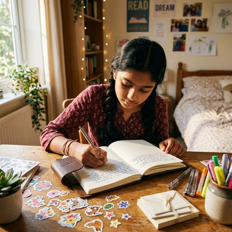 Child Writing in Journal Book