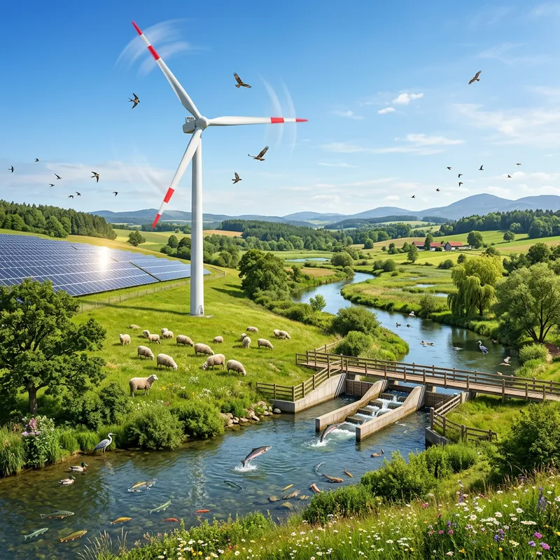 Harmony of Nature and Renewable Energy at Sustainable Landscape