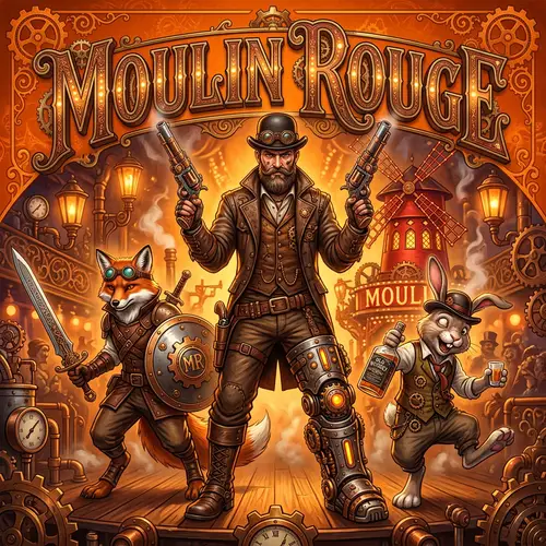 Moulin Rouge Steampunk Art: A Vibrant Scene