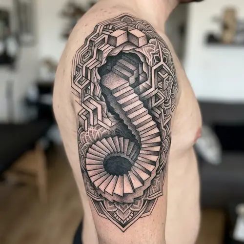 3D Perspective Tattoo Design | Skin Ink Art