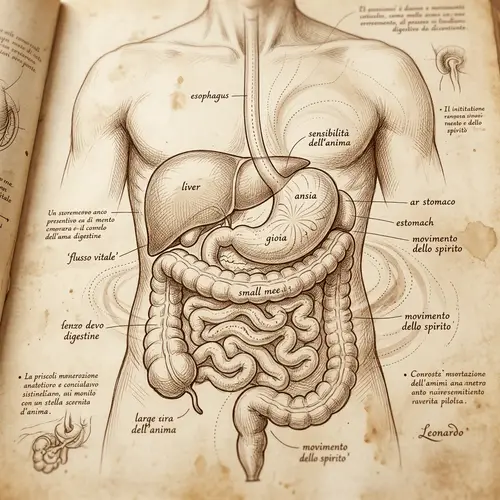 Artistic Digestive System Sketch in Da Vinci Style