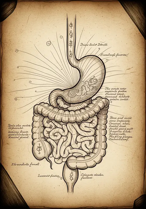 Artistic Digestive System Sketch in Da Vinci Style