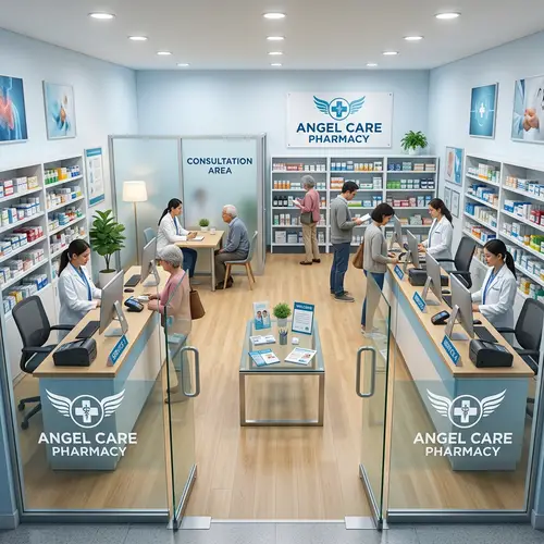 Angel Care Pharmacy Design: 8x8m Layout & Features