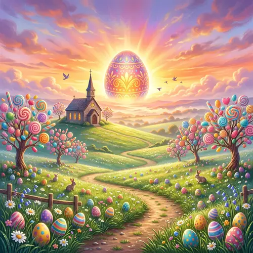 Tranquil Easter Sunrise Landscape: Rejuvenation & Joy