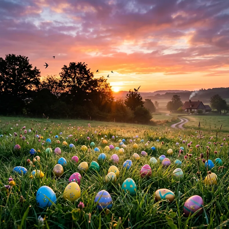 Easter Sunrise: Vibrant Hues & Peaceful Landscape