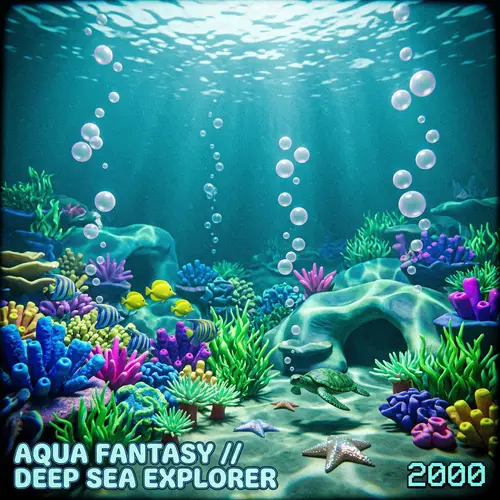 Y2K-Style Underwater Seabed with Bubbles
