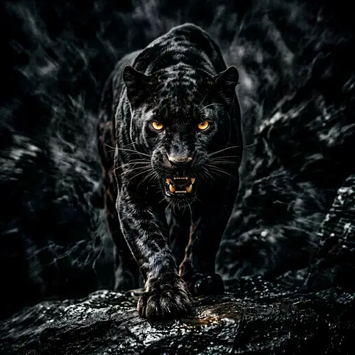 Majestic Black Panther in Dramatic Darkness