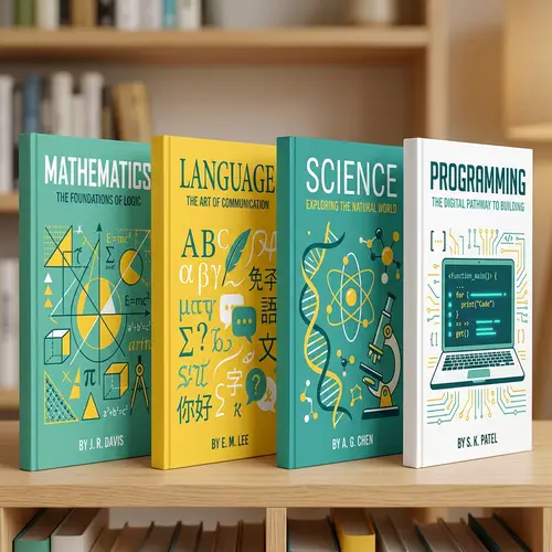 Unique Book Covers: Mathematics, Language, Science, Programming