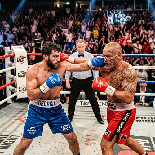 Intense Boxing Match: Ilia Topuria vs Mike Tyson
