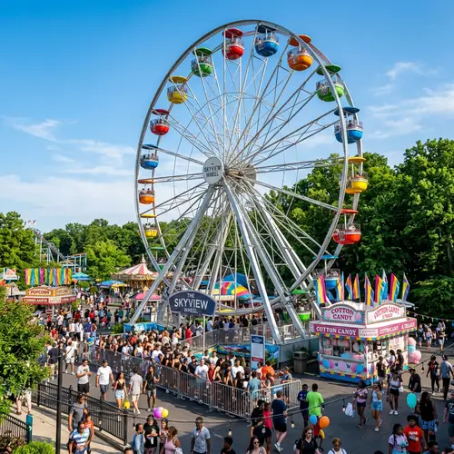 Vibrant Ferris Wheel at Amusement Park: Joyful Spectacle