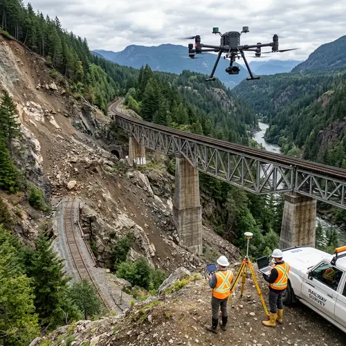 Drone Survey of Railway Bridge and Landslide