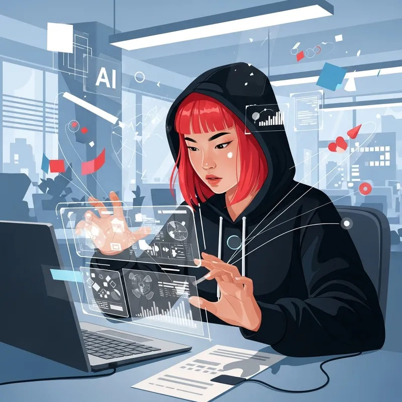 Young Tech Entrepreneur in a Futuristic Office