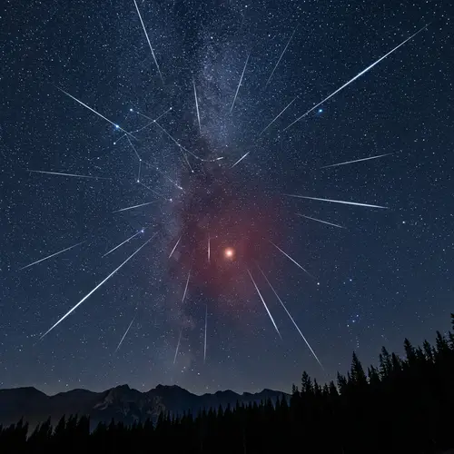 Stunning Meteor Shower with Phaethon in Night Sky