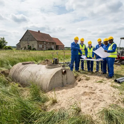 Concrete Septic Tank Installation at Traditional House