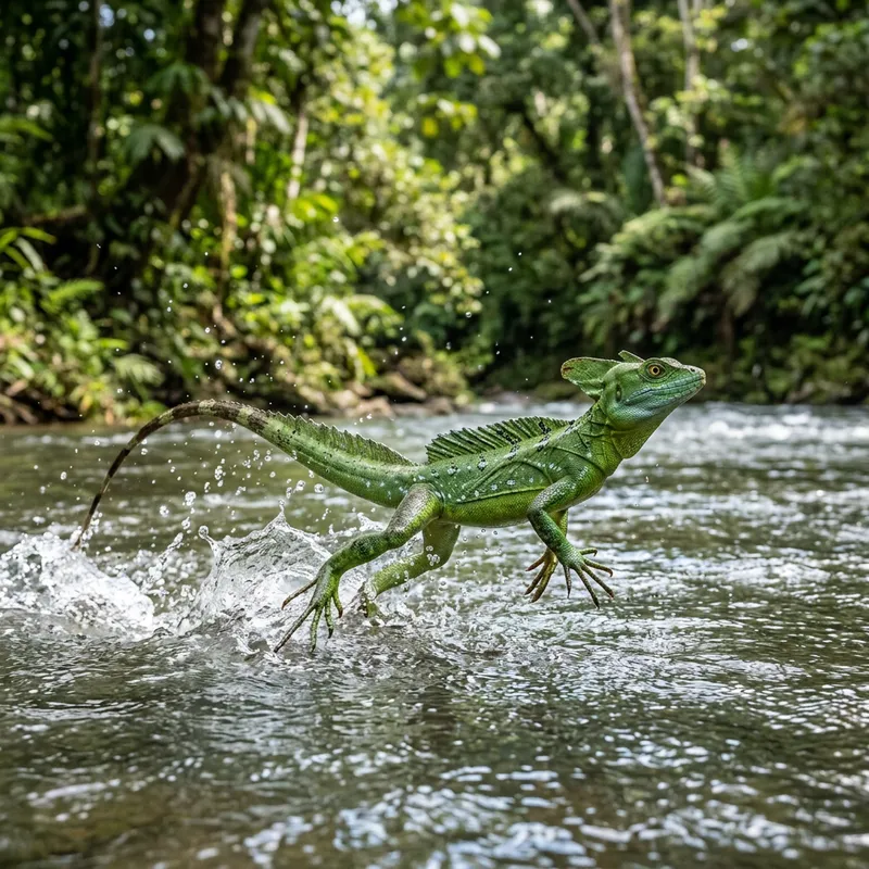 Basilisk Lizard Running on Water - Stunning 8K Image