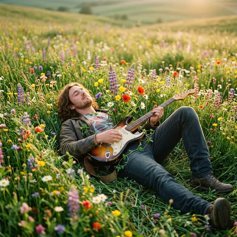 Flower Field Rock Star | Guitar Harmony Musician