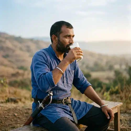 South Asian Man Drinking Milk - Peaceful Moment Captured
