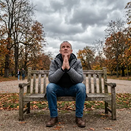 Man Seeking Mercy in Park: A Soulful Image
