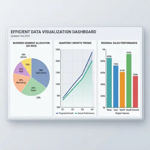 Efficient Data Charts: Pie, Line & Bar Representations