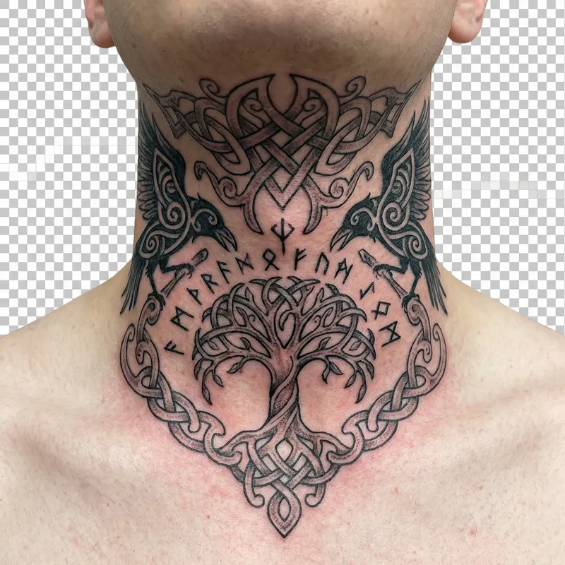 Nordic-Inspired Neck Tattoo Designs