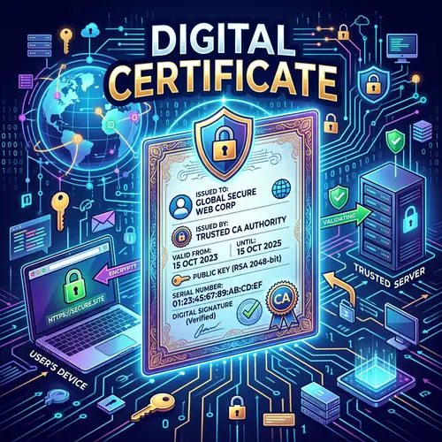 Digital Certificate in Computing Illustration