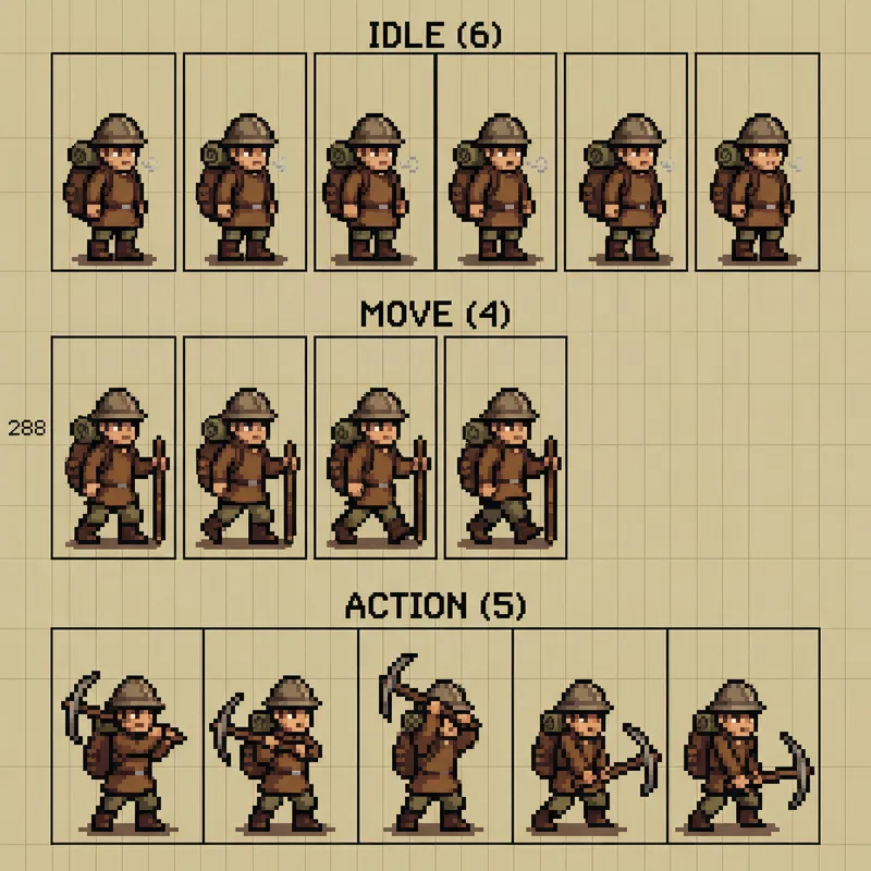 Pixel Art Sprite Sheet for RPG Characters