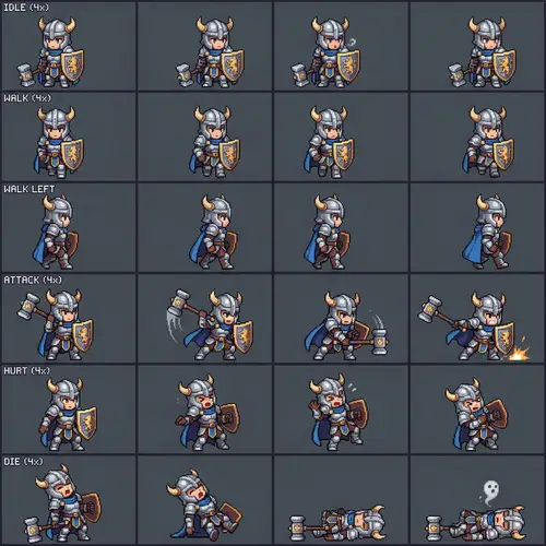 Pixel Art Sprite Sheet: RPG Character Design