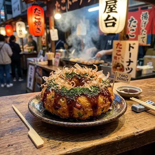 Savory Takoyaki-inspired Donut Snack | Exquisite Fusion Cuisine