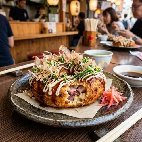 Donut-Shaped Takoyaki: Crispy Japanese Snack with Octopus