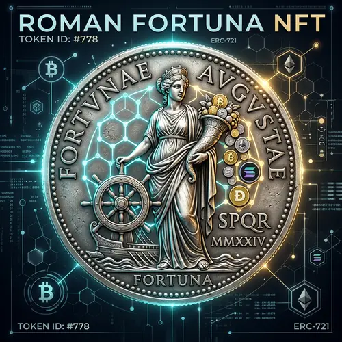 Fortuna - Goddess of Fortune Silver Roman Coin NFT with Crypto Symbols