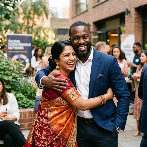 Diverse Friends Sharing a Friendly Hug - Heartwarming Image