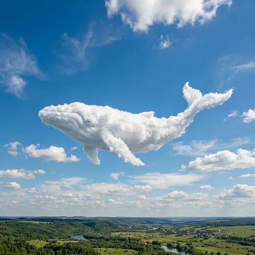 Majestic Whale Cloud in Endless Blue Sky