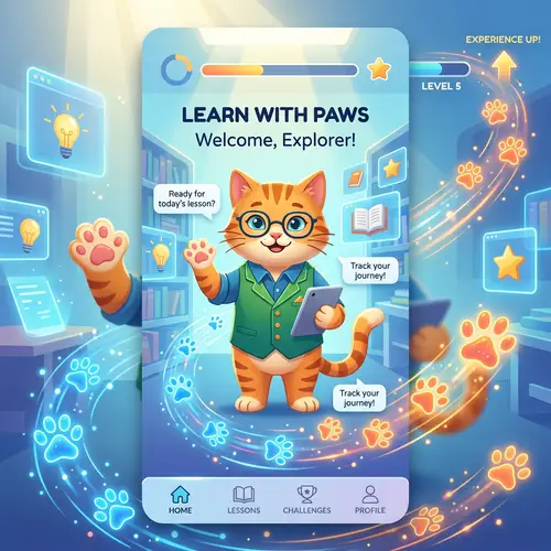 Friendly Educational Cat Trainer for Smartphone App
