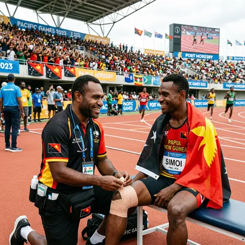Sports Medicine Doctor of Papua New Guinea Attending Athlete at Pacific Games