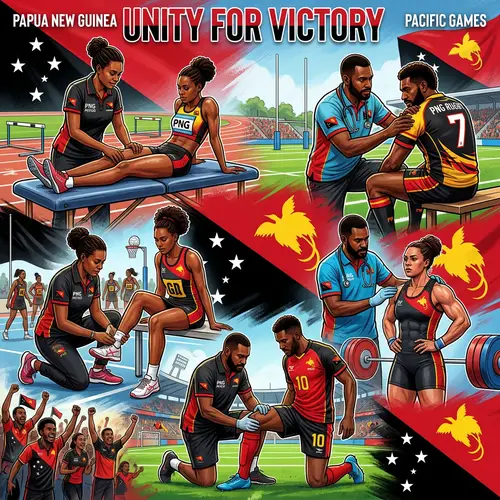 Papua New Guinean Physiotherapists and Doctors Assisting Athletes in Sports Codes