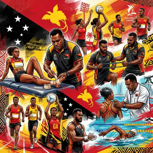 Papua New Guinean Physiotherapists and Doctors with Athletes | Unity in Diversity