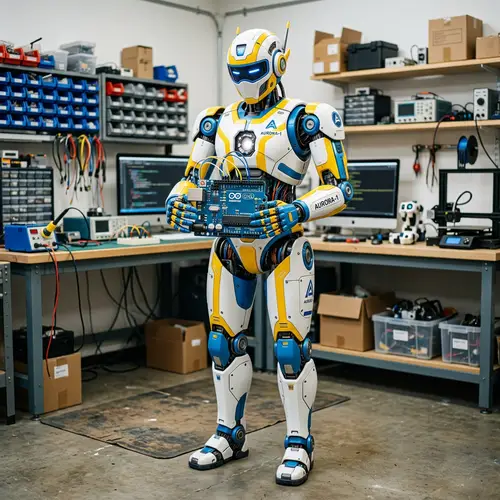 Full-Body Robot with Arduino Board | Colored in White, Yellow and Blue