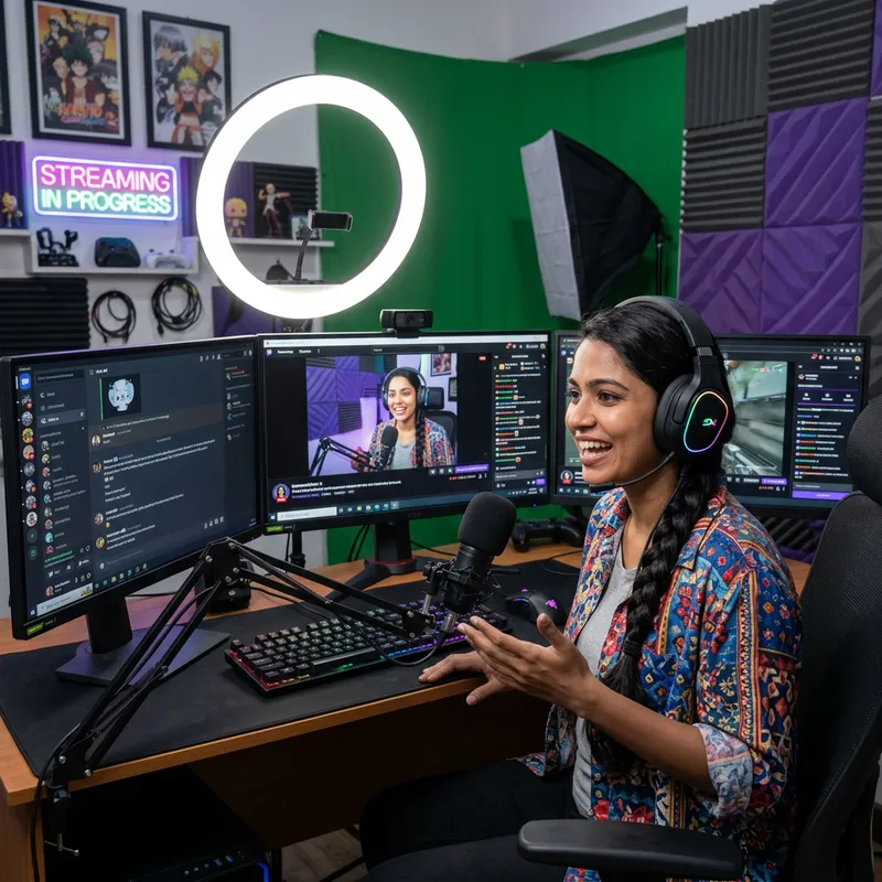 Expressive South Asian Webcam Model: Live Broadcasting