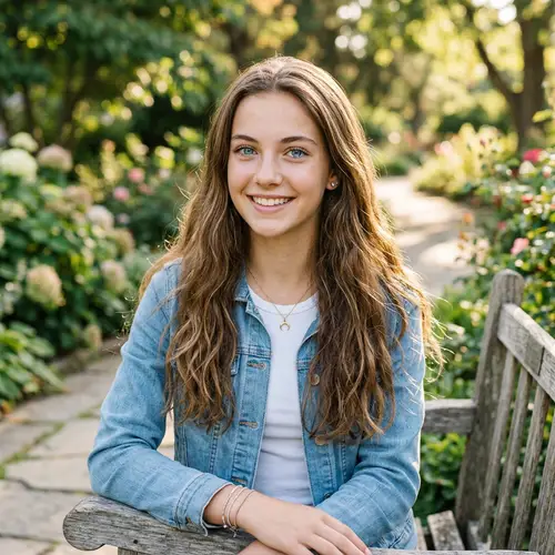 Beautiful Teenage Girl with Long Brown Hair