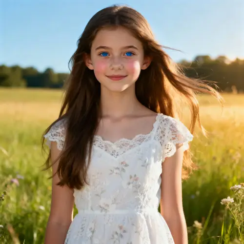 Beautiful Teenage Girl with Long Brown Hair
