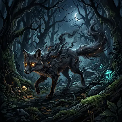 Shadowy Fox - Mysterious Illustration