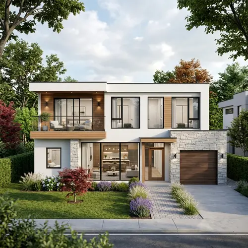 Modern Two-Story House with Garden