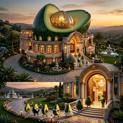 Avocado Mansion: Wealthy Avocado-shaped Home with Six Visitors