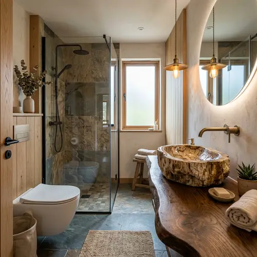 Cozy Contemporary Bathroom with Rustic Elegance