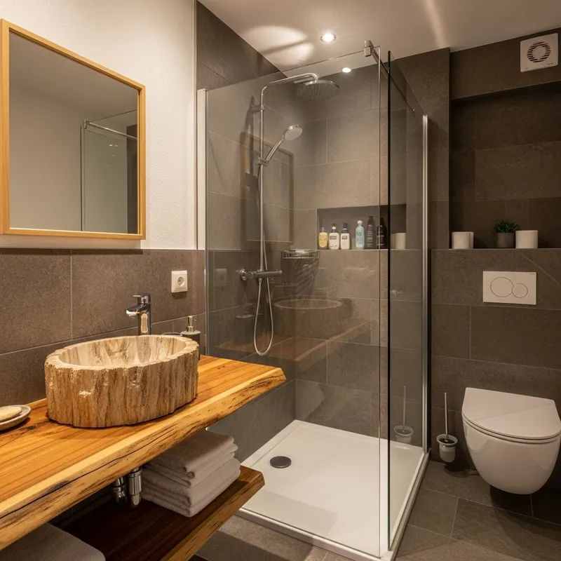 Cozy Contemporary Bathroom with Rustic Elegance