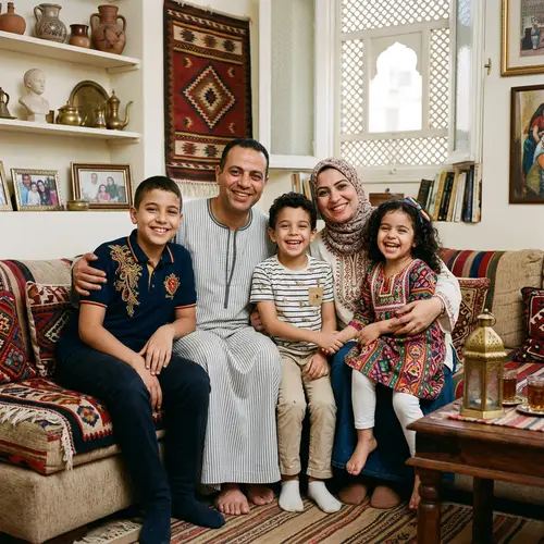 Egyptian Family Portrait | Joyful Kids in Traditional Outfits