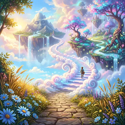 Unique Turn: Spiral Staircase in Dreamy Sky