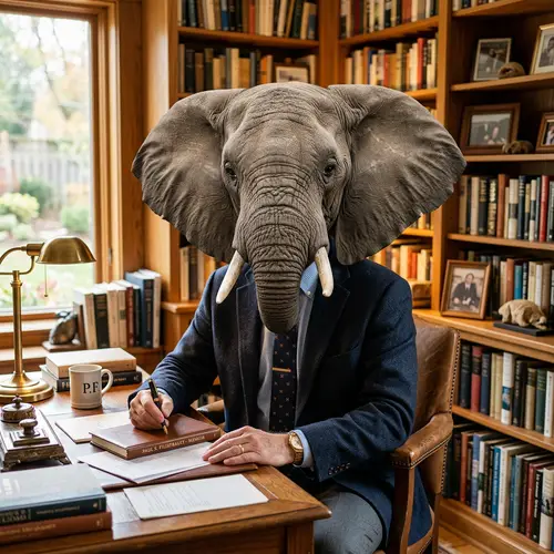 Paul S. Filiatrault with an Elephant Head