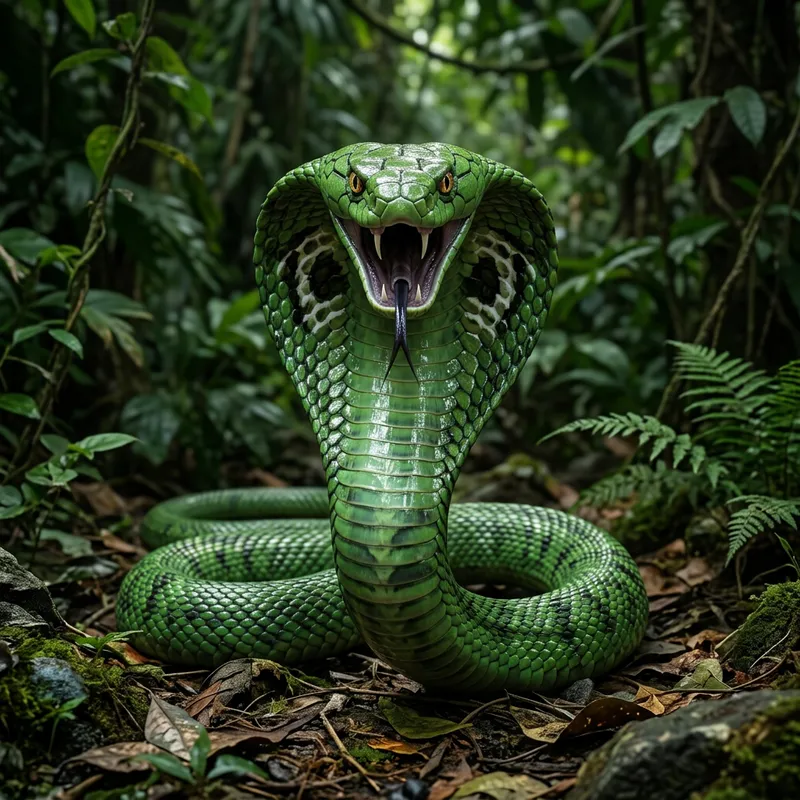 3D Furious Green Cobra in Attack Position