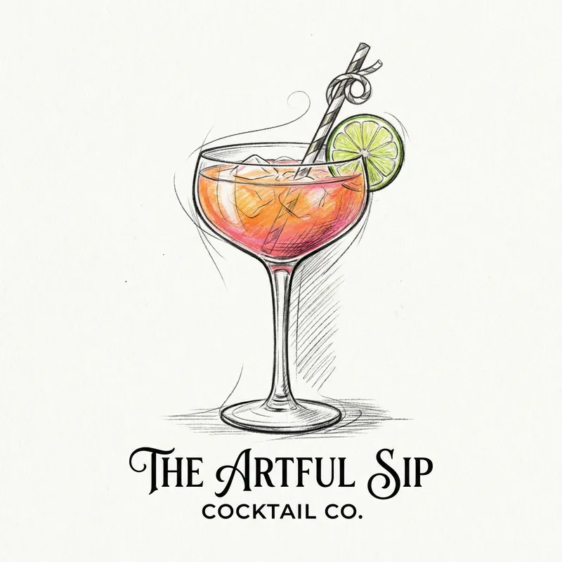 Refreshing Cocktail Sketch for Business Logo